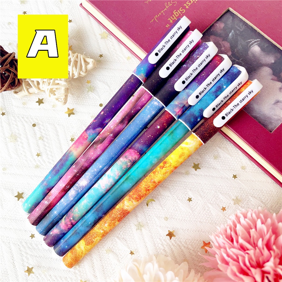 ❀ Bút Bầu Trời Sao ❀ Set 6 Bút Mực Gel Chuyên Dụng Chất Lượng Cao
