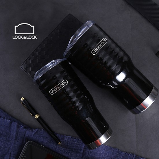 [Mã LIFEHL25 giảm 10% đơn 350K] Bình giữ nhiệt Lock&amp;Lock Wave Tumbler 750ml, Ø102 * 205mm - Màu đen LHC4148