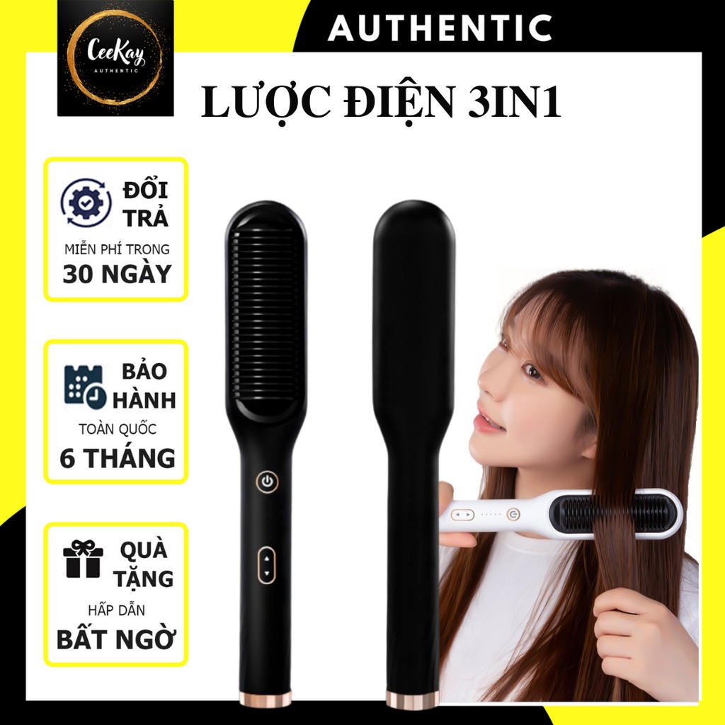 Lược điện chải tóc tạo kiểu uốn thẳng 3 in 1 CEEKAY đa năng cao cấp chuyên nghiệp dành cho salon 5 mức nhiệt nóng nhanh