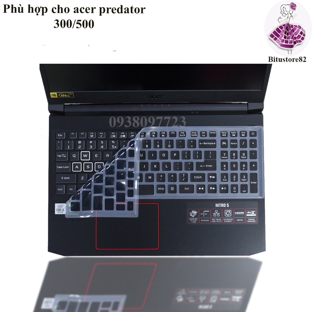 Ốp bàn phím dành cho laptop Acer Predator Helios 300/500 - Miếng, tấm silicon bảo vệ che, phủ, đậy, lót bàn phím