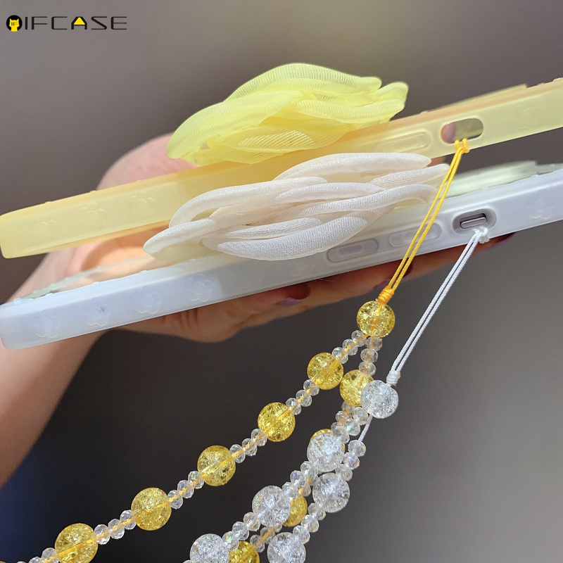 Ốp Điện Thoại TPU Mềm Màu Kẹo Trong Suốt Gắn Nơ Có Dây Đeo Cho iPhone 13 12 12 11 Pro Max XS Max XR X