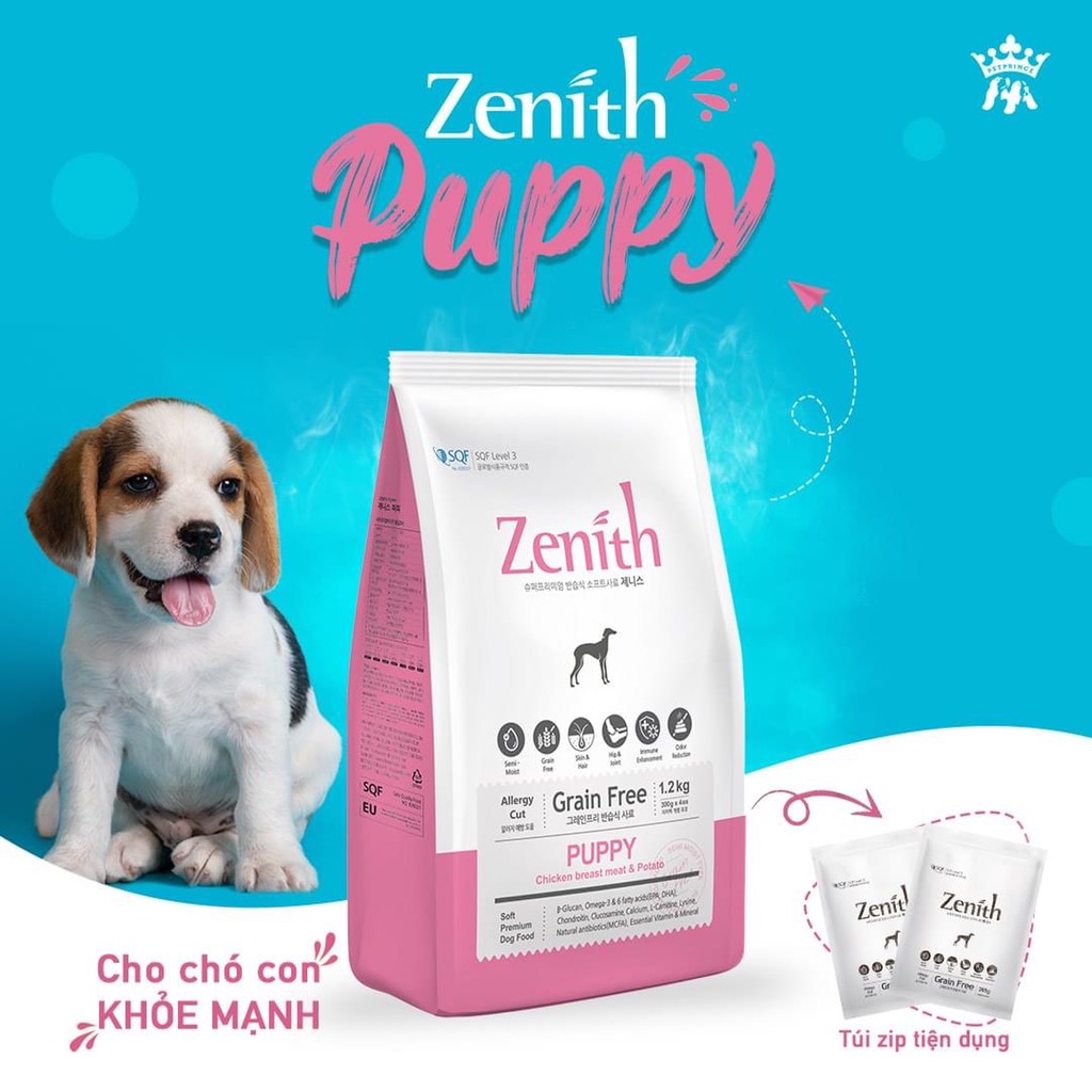 Thức Ăn Hạt Mềm Chó Con Zenith Puppy bịch 300g - 1,2kg