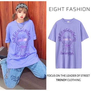 Áo Thun Tay Lỡ Nam/Nữ Màu Tím In Hình Nhân Vật Anime Phong Cách Harajuku Dễ Thương Unisex Áo Cặp EIGHTFASHION TL101