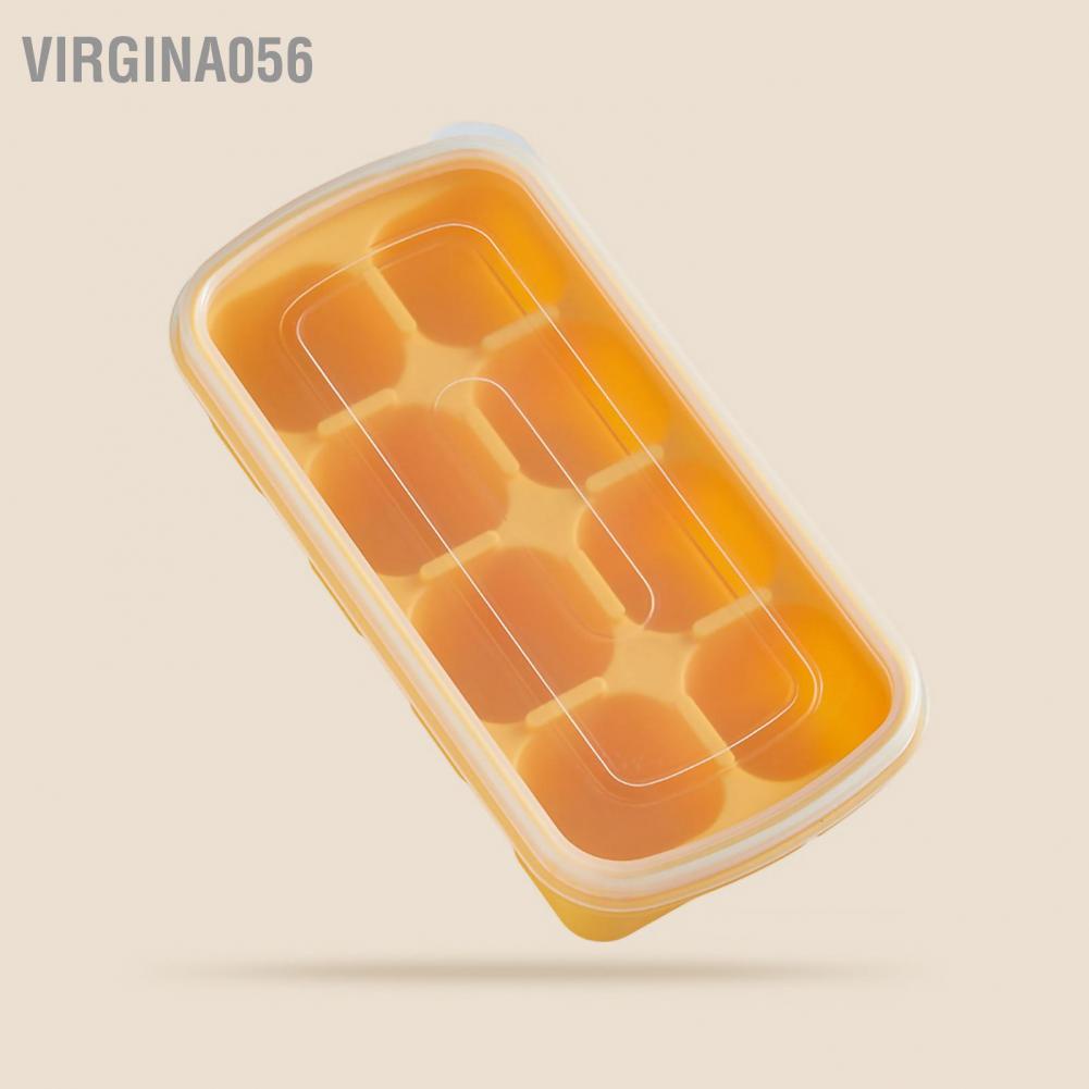 Virgina056 Ice Cube Tray 8 Nugget Transparent Silicone Freezer with Lid for Home Kitchen