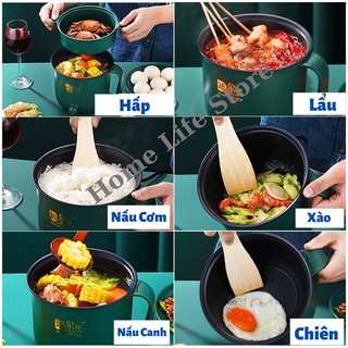 Nồi lẩu điện mini, ca nấu mì 2 tầng kèm giá hấp đa năng nướng,luộc, chiên chống dính vấn đá tiện lợi