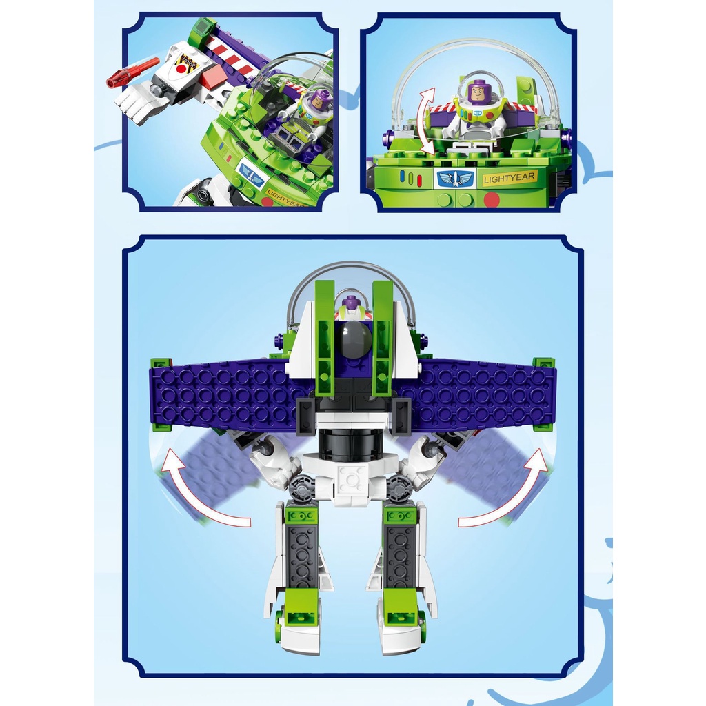 Đồ Chơi Lắp Ráp Kiểu LEGO Mô Hình Buzz Lightyear Mecha Double Elephant SX9060 Với 243 Mảnh Ghép