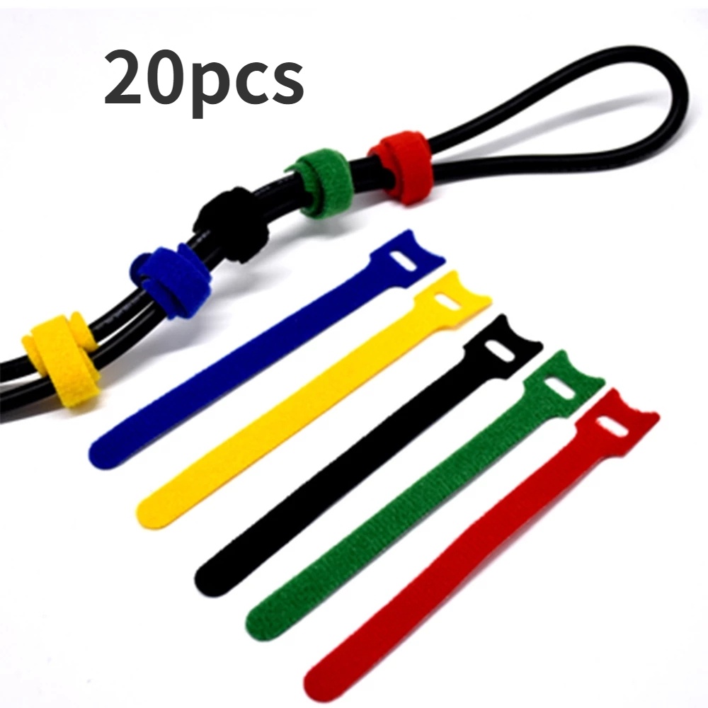 Bộ 20 Dây Quấn Dây Cáp Bằng Nylon Nhiều Màu Có Thể Tái Sử Dụng