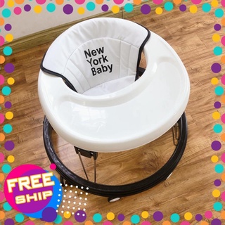 Xe tập đi cao cấp điều chỉnh độ cao New York Baby KATOJI bọc da, an toàn cho bé - Trắng