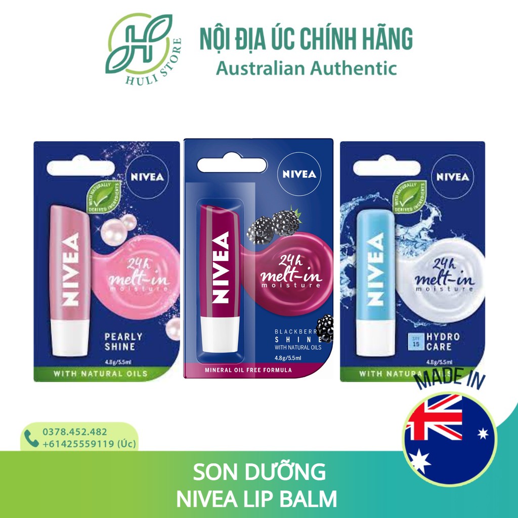 Son dưỡng không màu và có màu Nivea Lip Balm