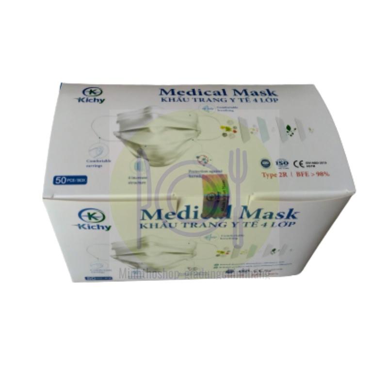 Khẩu trang y tế 4 lớp 5 bịch (gói) mỗi bịch 10 cái Medical Mask chính hãng hàng công ty Kichy Việt nam