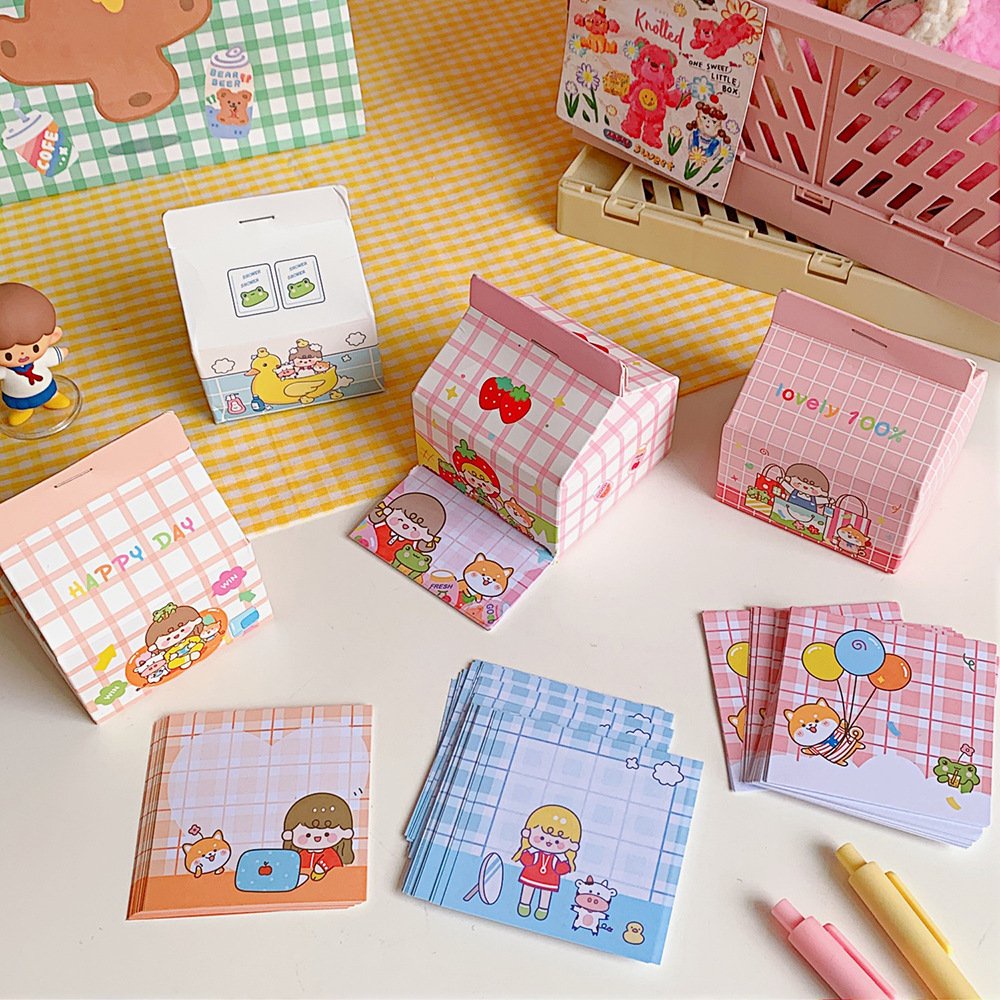 Tập giấy nhớ memo rút két hình hộp sữa - giấy note cute 200 tờ màu sắc dễ thương TUCANVAS TCV63