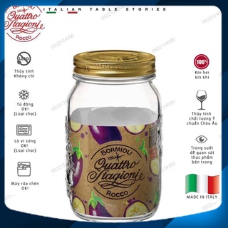 [HÀNG HIỆU ITALIA] Hũ thủy tinh nắp vặn QUATTRO - Bormioli Rocco - 1000ml @365160