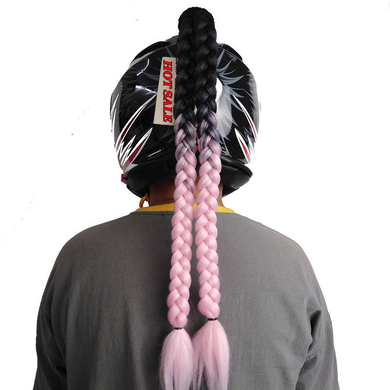 Mũ Bảo Hiểm Đuôi Ngựa Giả Thắt Bím Tóc Đuôi Ngựa Trang Trí Mũ Bảo Hiểm