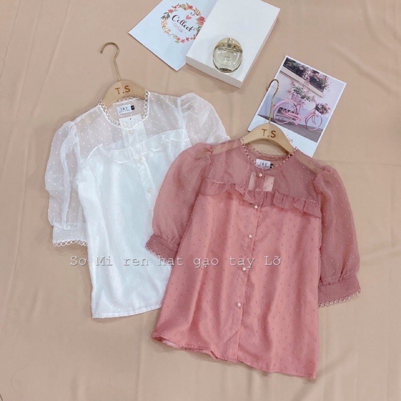 áo ren hạt gạo tay phồng