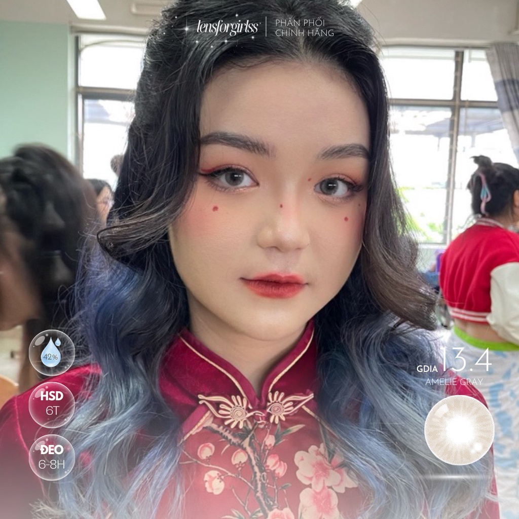 Kính áp tròng xám trà sữa AMELIE GRAY chính hãng OLOLA | Hạn sử dụng 3-6 tháng | Lens cận