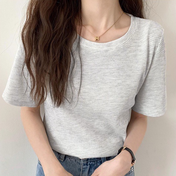 Áo thun nữ cổ tròn ngắn tay phong cách mùa hè mới 44486