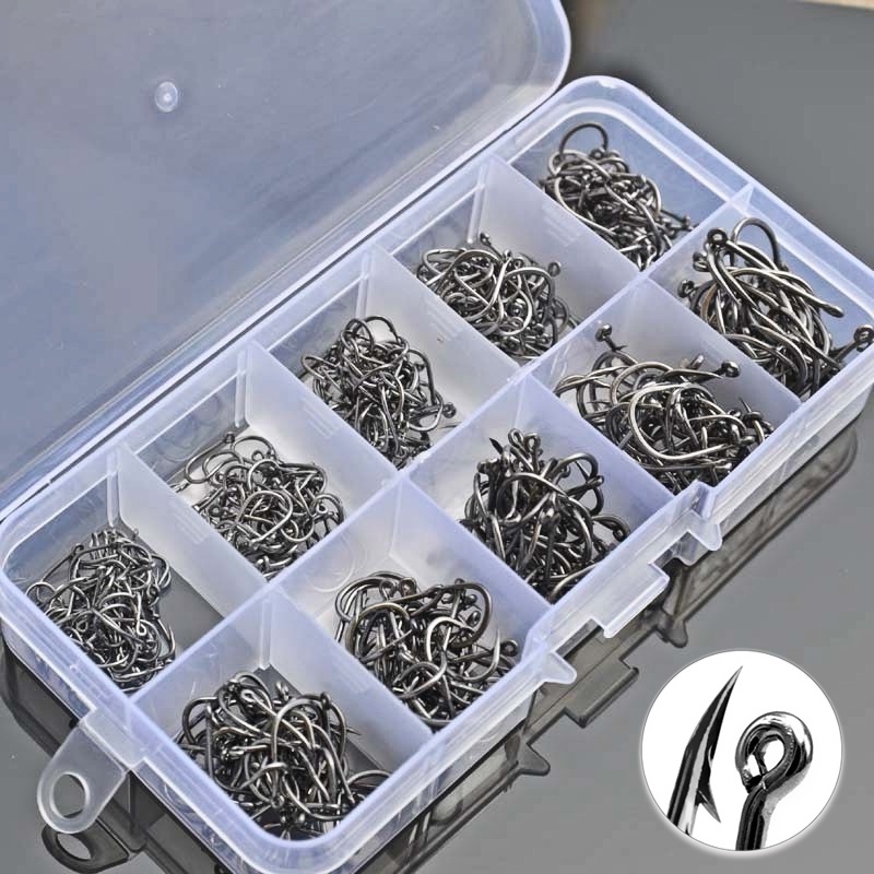 Bộ 500 Móc Câu Cá Bằng Thép carbon Cao Cấp Kèm 500 Móc