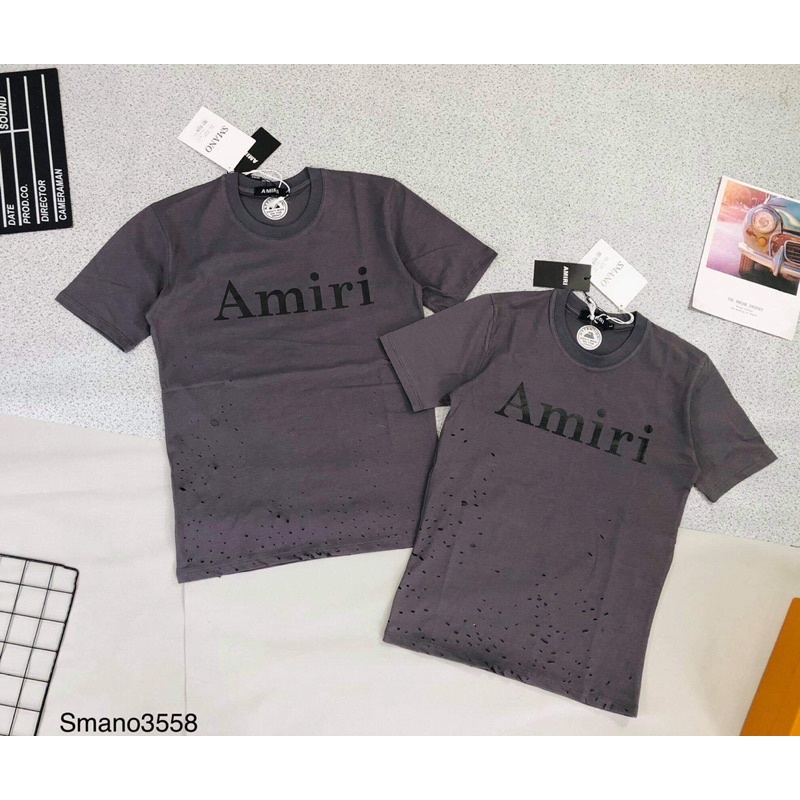 Áo phông Amiri rách thời trang, áo đôi nam nữ, áo thun cổ tròn - Bee Shop