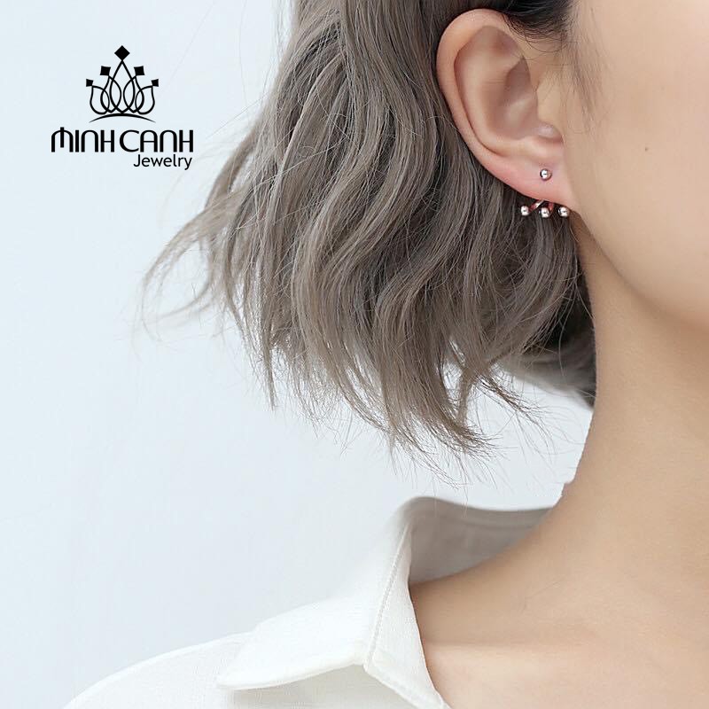 Bông Tai Bạc 3 Bi Treo Cá Tính - Minh Canh Jewelry