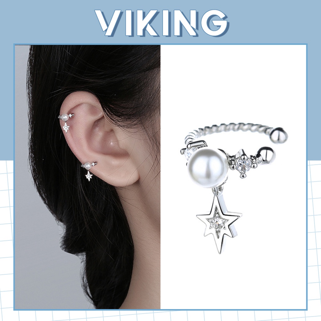 Khuyên Tai Nữ Kẹp Vành Tai Đính Ngọc Trai Nhân Tạo Không Cần Bấm Lỗ