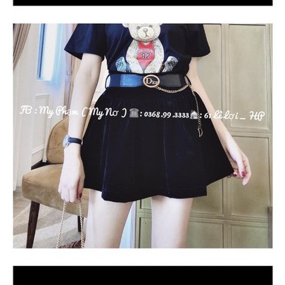 CHÂN VÁY NHUNG XOÈ KÈM ĐAI CHẤT ĐẸP MS17299