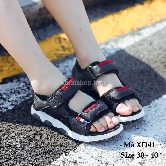 Sandal bé trai dép quai hậu đi học cho bé 6 đến 7 tuổi quai dán đế êm chất da bò bền chắc khỏe khoắn và năng động XD41