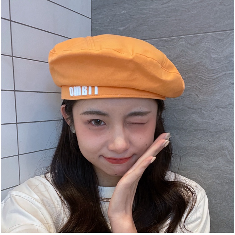 Mũ Beret Mỏng In Chữ Màu Đen Thời Trang Xuân Hè Phong Cách Hàn Quốc Cho Nữ