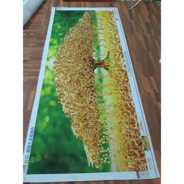 Tranh gắn đá Cây Tiền vàng 1m50*65cm( chưa gắn)