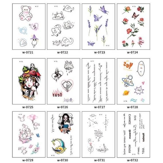 Hình xăm dán hoạt hình bán vĩnh viễn dùng một lần không thấm nước