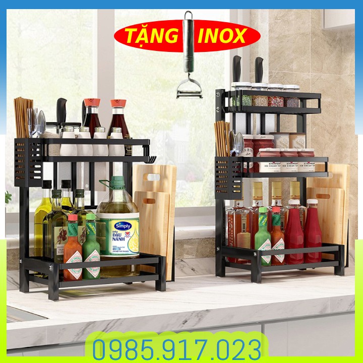 Kệ để đồ gia vị nhà bếp 3 tầng inox sơn tĩnh điện cao cấp thiết kế kiểu chân chữ h chắc chắn gọn gàng và đẹp mắt | BigBuy360 - bigbuy360.vn