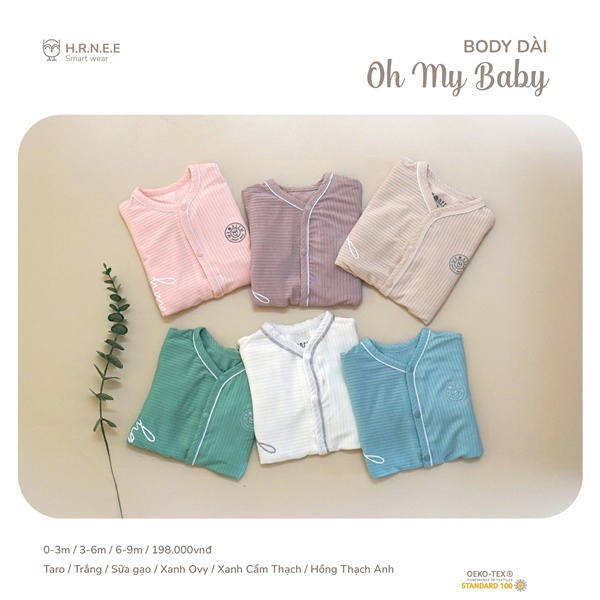 Hrnee Body dài tay cài chéo Oh my baby