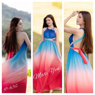 ❤️VIDEO ẢNH THẬT ĐẦM MAXI YẾM SUÔNG HỞ LƯNG LOANG MÀU OMBRE MAXI YẾN F8.436