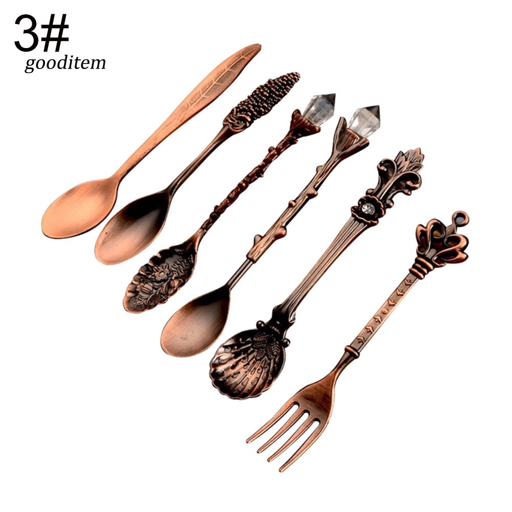 Set 6 Muỗng Cà Phê Cán Dài Hình Vương Miện Độc Đáo