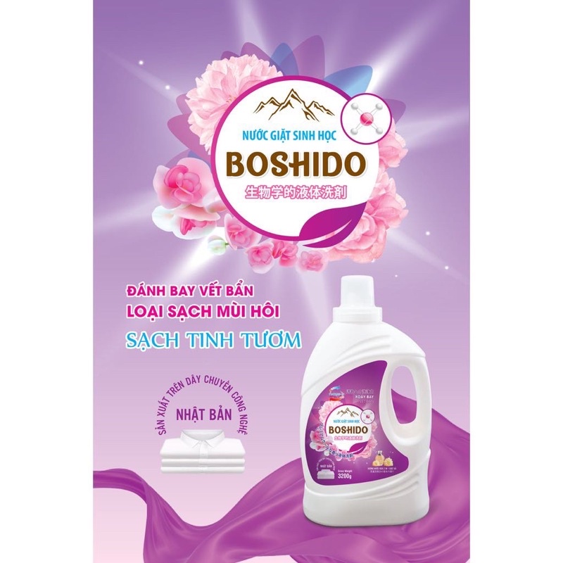 Nước giặt xả sinh học Boshido/ Nhật Bản/ hương nước hoa/ 3.2kg/1can/ giặt tay-máy, lưu giữ hương thơm