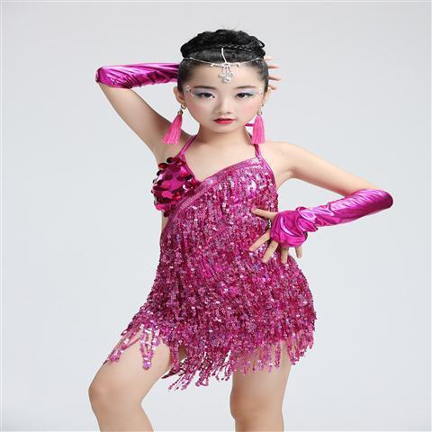 Trang Phục Khiêu Vũ Latin Đính Kim Sa Dành Cho Bé Gái