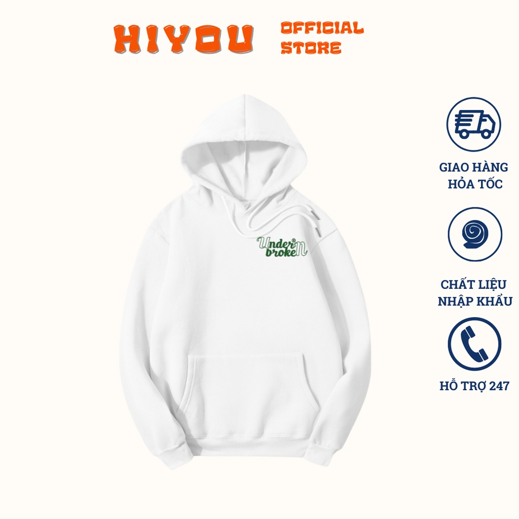 Áo Nỉ Hoodie Unisex UNDERBROKEN nam nữ chất liệu nỉ bông dày dặn phong cách Hàn Quốc Top xu hướng 2022