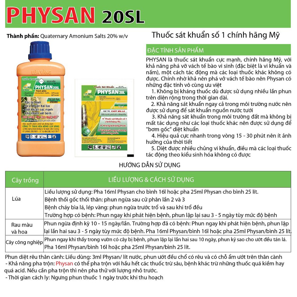 01 chai Physan 100ml diệt vi khuẩn thối nhũn hoa lan thuốc trị thối nhũn dạng chai
