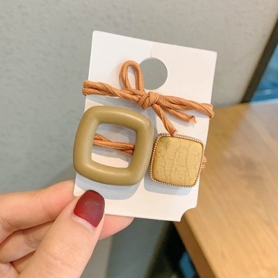 Dây Buộc Tóc Cao Su Co Giãn Mặt Hình Vuông Kiểu Hàn Quốc Ngọt Ngào Xinh Xắn Cho Bé Gái