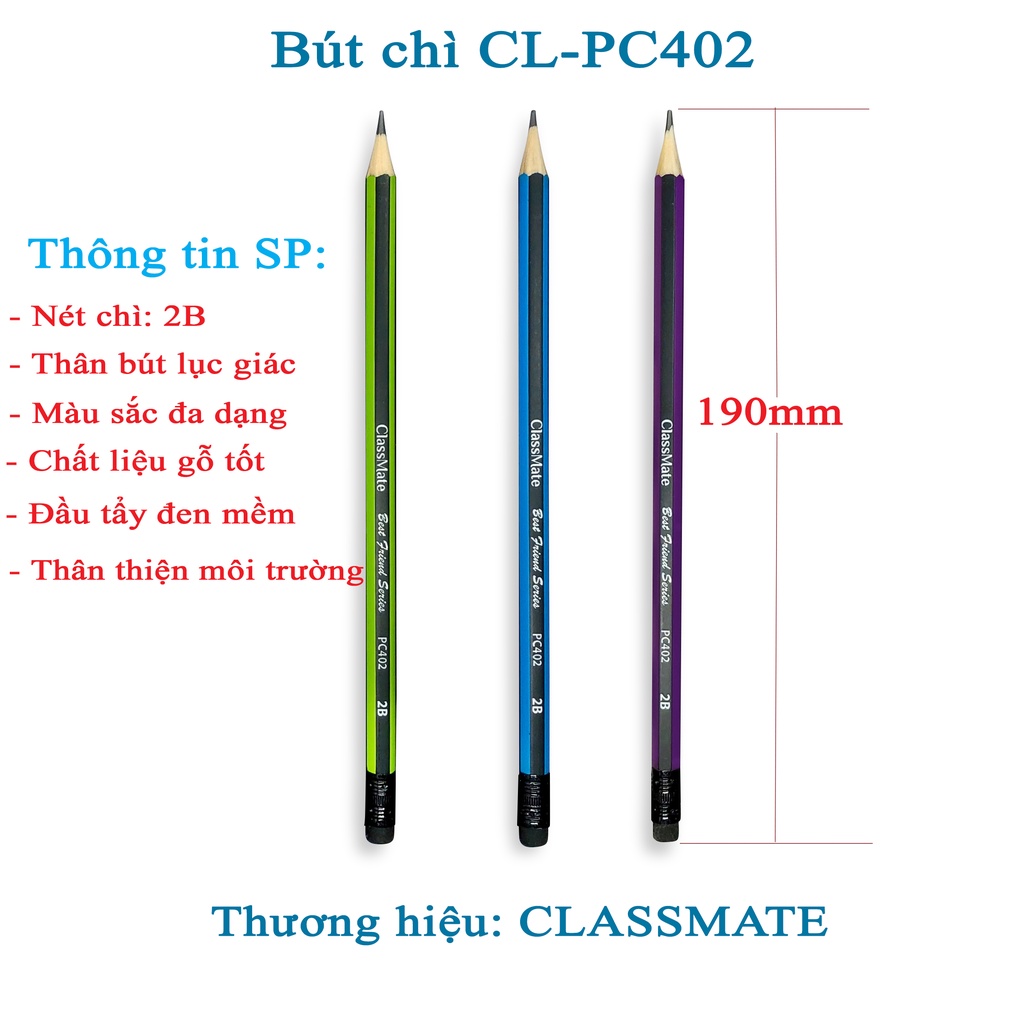 Bút chì gỗ 2B CLASSMATE POBOO -PC402