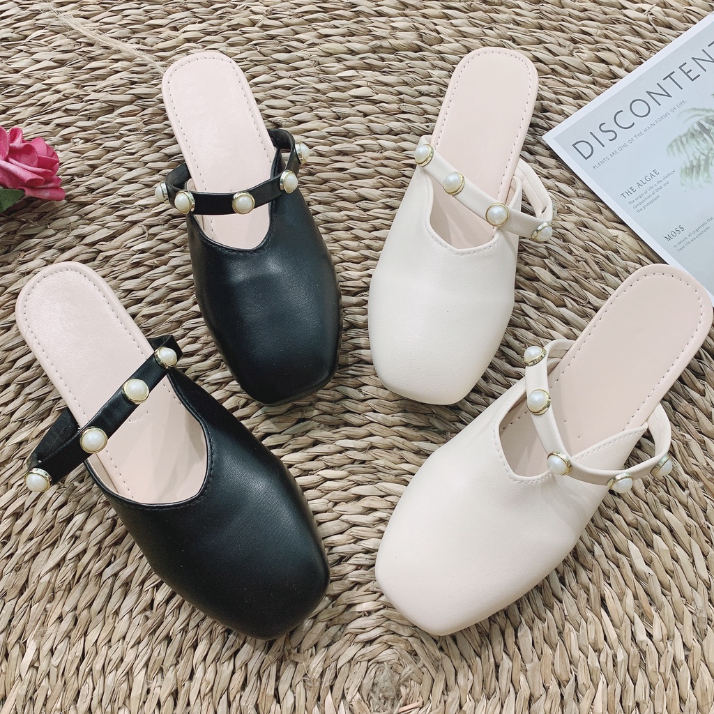 [XẢ KHO] Giày sục nữ đế bằng đính khuy chuỗi ngọc S358 SUTANO | BigBuy360 - bigbuy360.vn