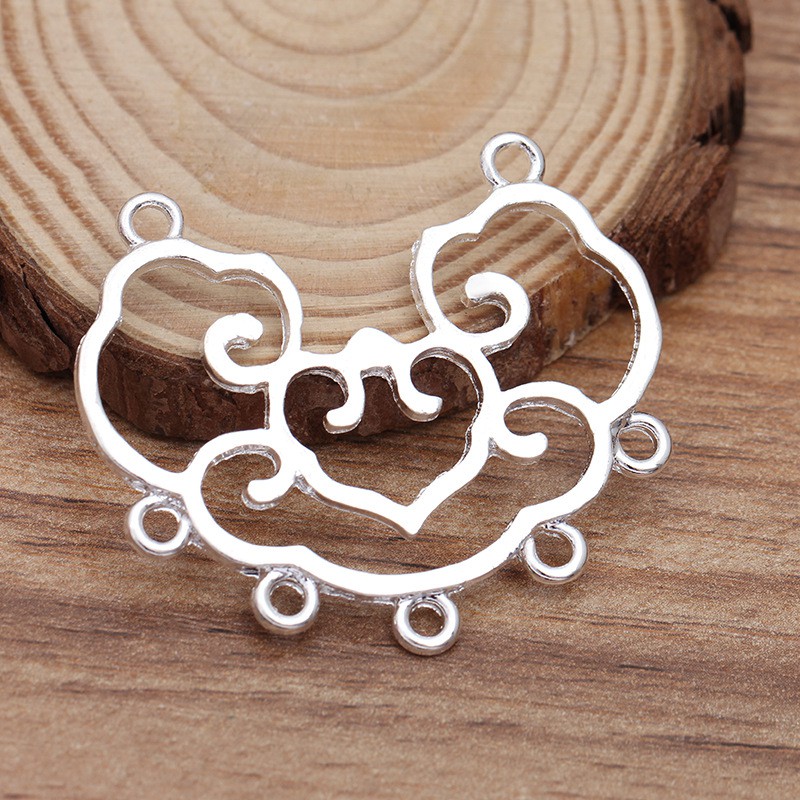 [Nguyên liệu làm trâm] 1 phiến đúc họa tiết khóa trường thọ, khóa trường mệnh 37*46mm