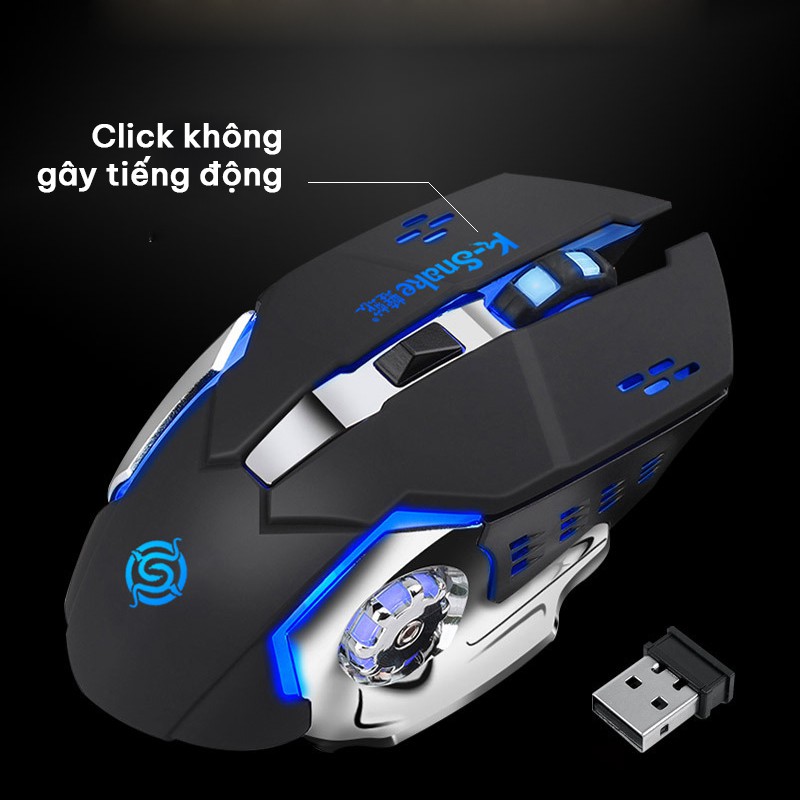 Chuột không dây chơi game BM100 chính hãng K-Snake có đèn Led đổi 7 màu-quạt tản nhiệt-thiết kế chống tiếng ồn