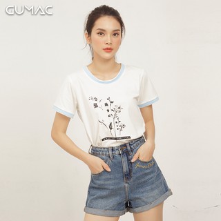 Áo phối viền in hoa GUMAC ATA436_TRANG