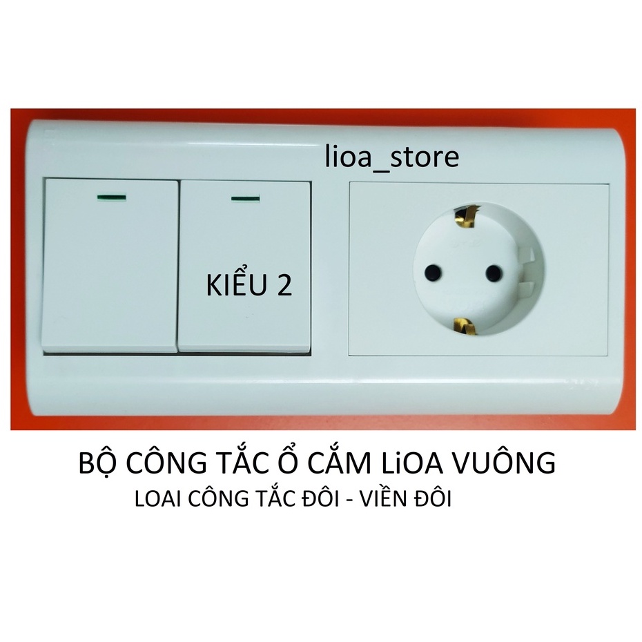BỘ CÔNG TẮC Ổ CẮM LiOA VUÔNG -LOẠI CÔNG TẮC ĐÔI VIỀN ĐÔI LẮP CHÌM.