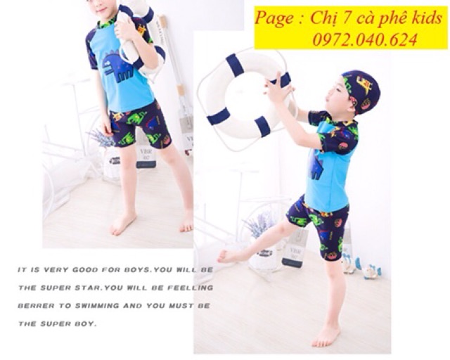 Đồ bơi cho bé trai set 3 món hàng cao cấp siêu co giãn