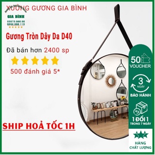 Gương Tròn Treo Tương Dây Da Simili Cao Cấp D40