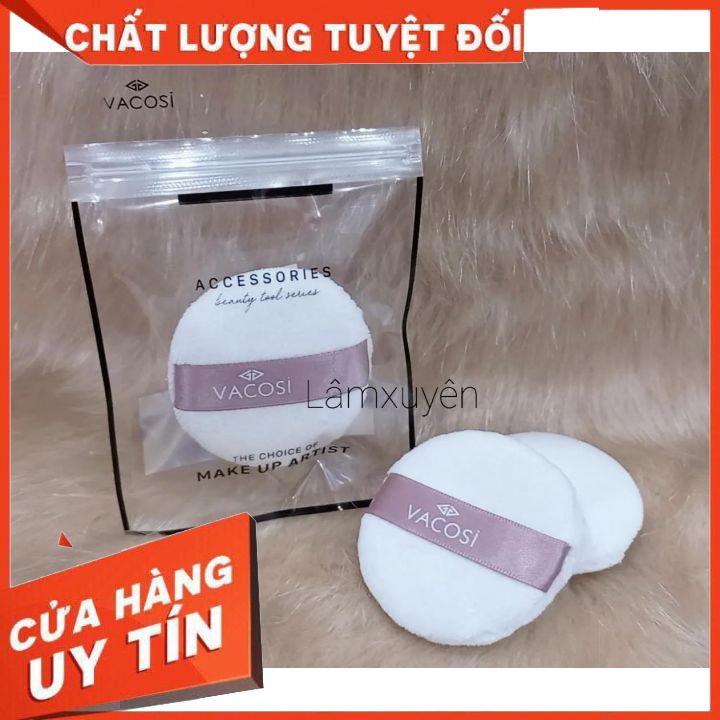 VACOSI SMALL WHITE ROUND PUFF BP19 _ bông phấn cotton khô tròn nhỏ  FREESHIP   bông phấn mềm mịn dễ tán đều màu phấn