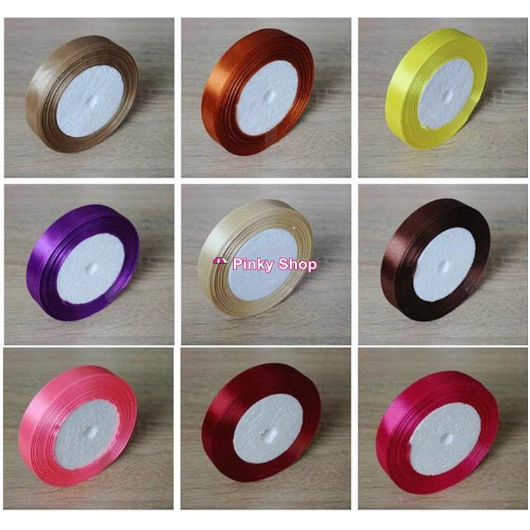 [1 Cuộn] Ruy băng lụa Satin 1cm giá rẻ nhiều màu làm phụ kiện handmade Pinky Shop mã RBL01CM