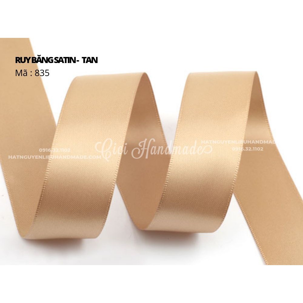 Cuộn 5M Ruy băng Satin 2 mặt màu be trắng đen nâu - link 9/9 Cici Handmade ruyban gấm hoa lụa ruyban ribbon satin