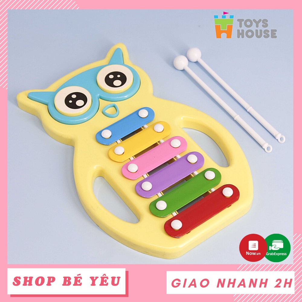 Đồ chơi nhạc cụ  𝑭𝒓𝒆𝒆𝒔𝒉𝒊𝒑  Đàn gõ Xylophone hình cú mèo đáng yêu Toys House màu vàng 0820